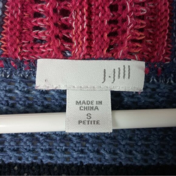 J Jill Cardigan Small Petite Stripe Cotton Linen Modal Pockets Shawl Collar - Picture 4 of 8